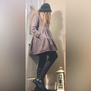 Natural Life Sweatshirt Dress Gray LS Tiered